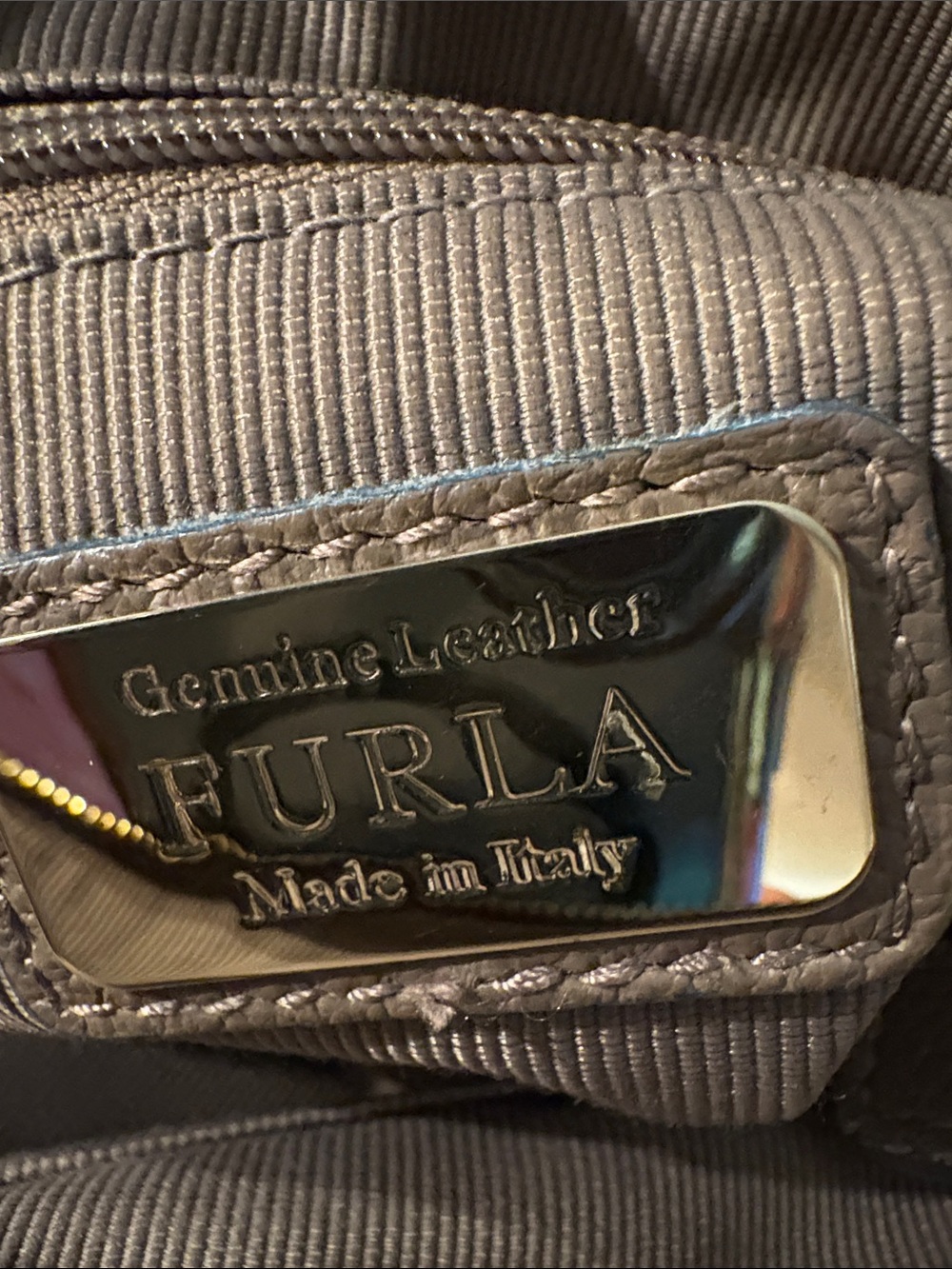 Furla Taupe Leather Satchel with Gold-Tone Charm - Picture 12 of 13
